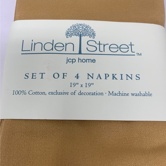 Lot 4 x NEW Linden Street JCP 100% Cotton Dinner Napkins 19" x 19" Harvest Gold - Picture 2 of 4